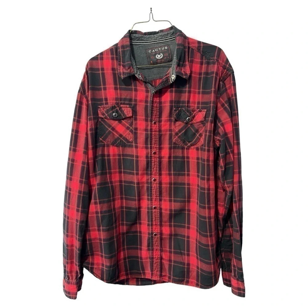 Cactus plaid XL  snap button shirt‎